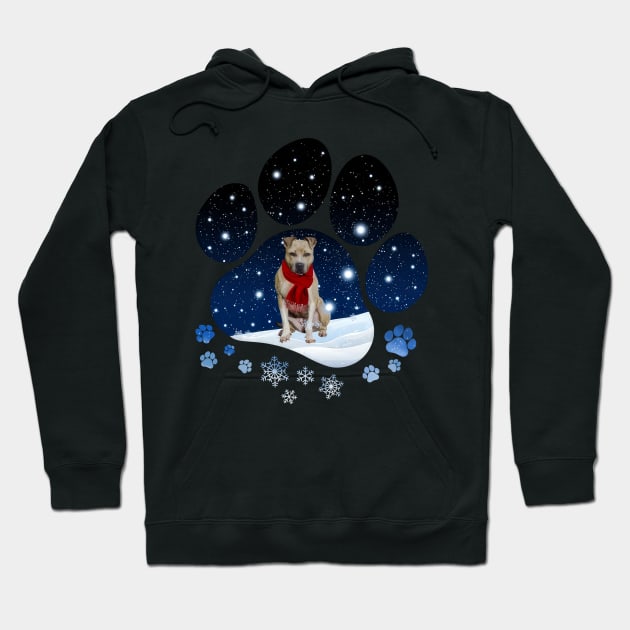 Snow Paw Pitbull Christmas Winter Holiday Hoodie by TATTOO project